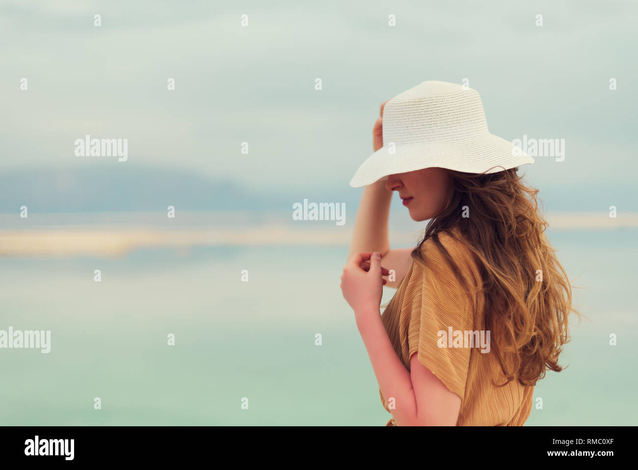 Woman Girl Dead Sea Israel Stock Photos Woman Girl Dead Sea