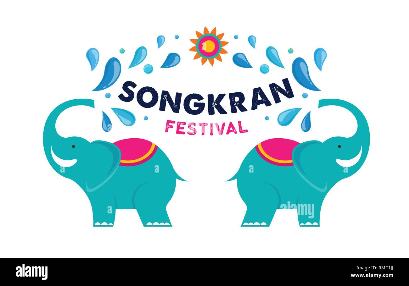 Songkran - water festival in Thailand. Thai new year national holiday.  Colorful vector banner and background Stock Vector Image & Art - Alamy