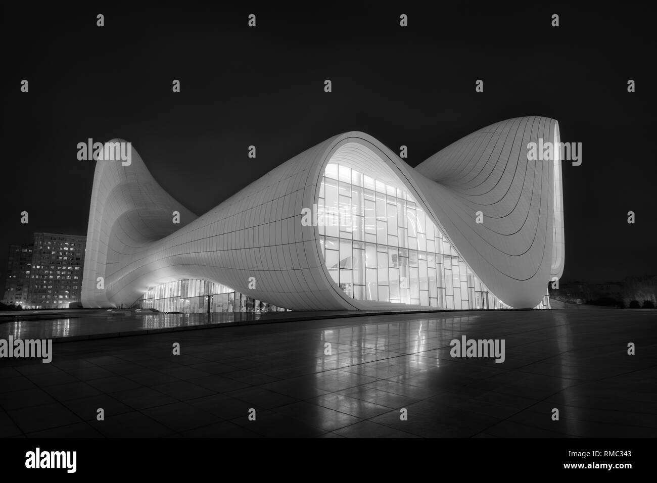 Heydar Aliyev Center Architecture in Baku, Azerbaijan taken in January 2019 Stock Photo