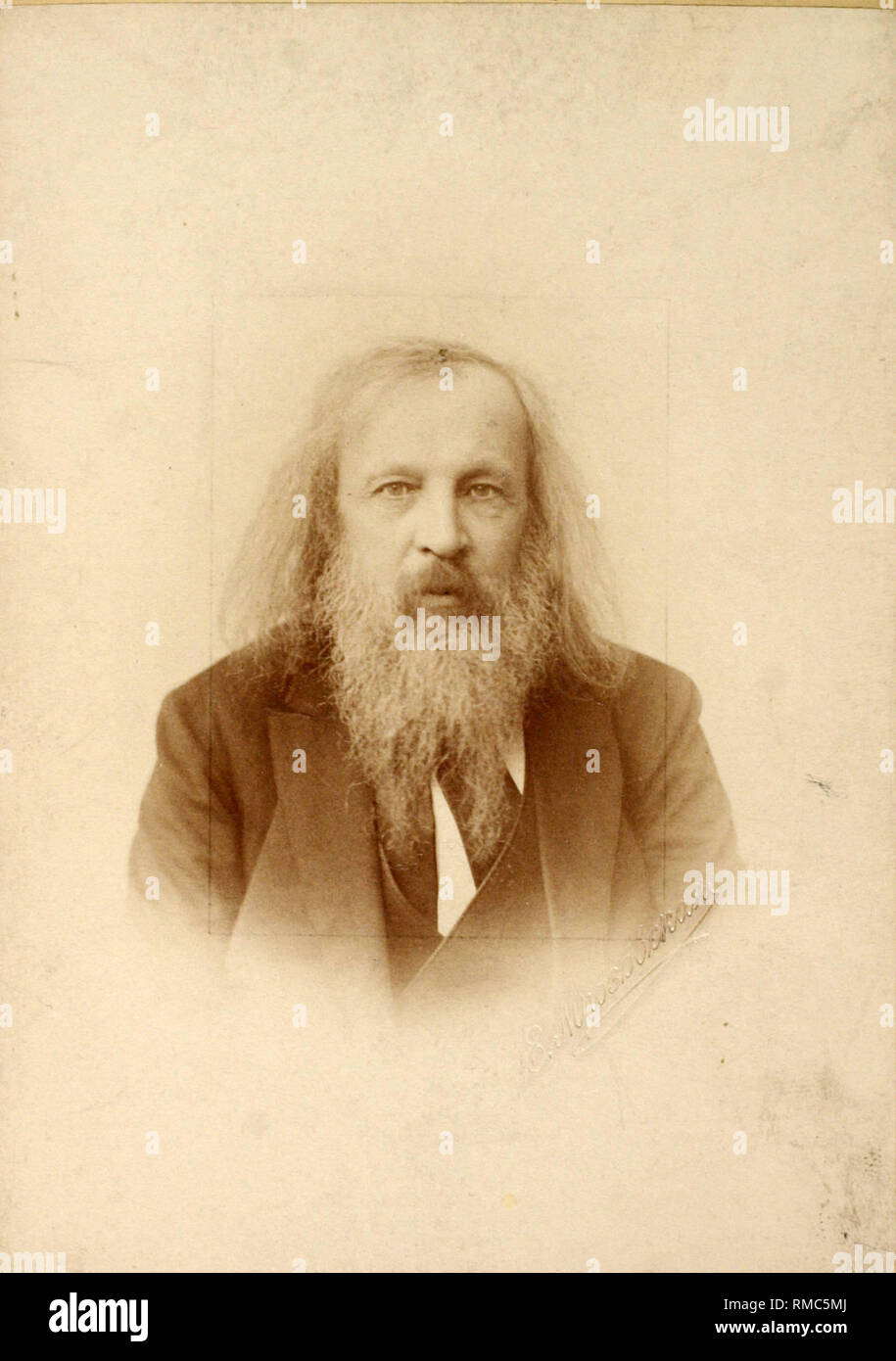 Portrait of the chemist Dmitri Mendeleev (1834-1907). Albumin Photo Stock Photo