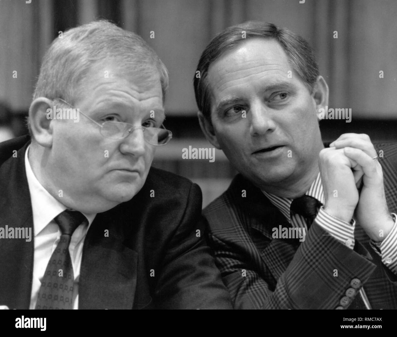 Government spokesman Friedhelm Ost and Chancellor Wolfgang Schaeuble. Stock Photo