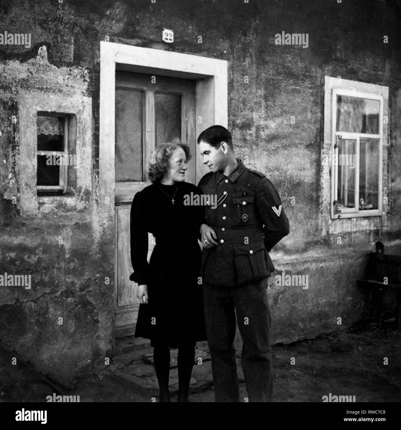 Egon Kinowsky as a private with his girlfriend during a furlough. Stock Photo