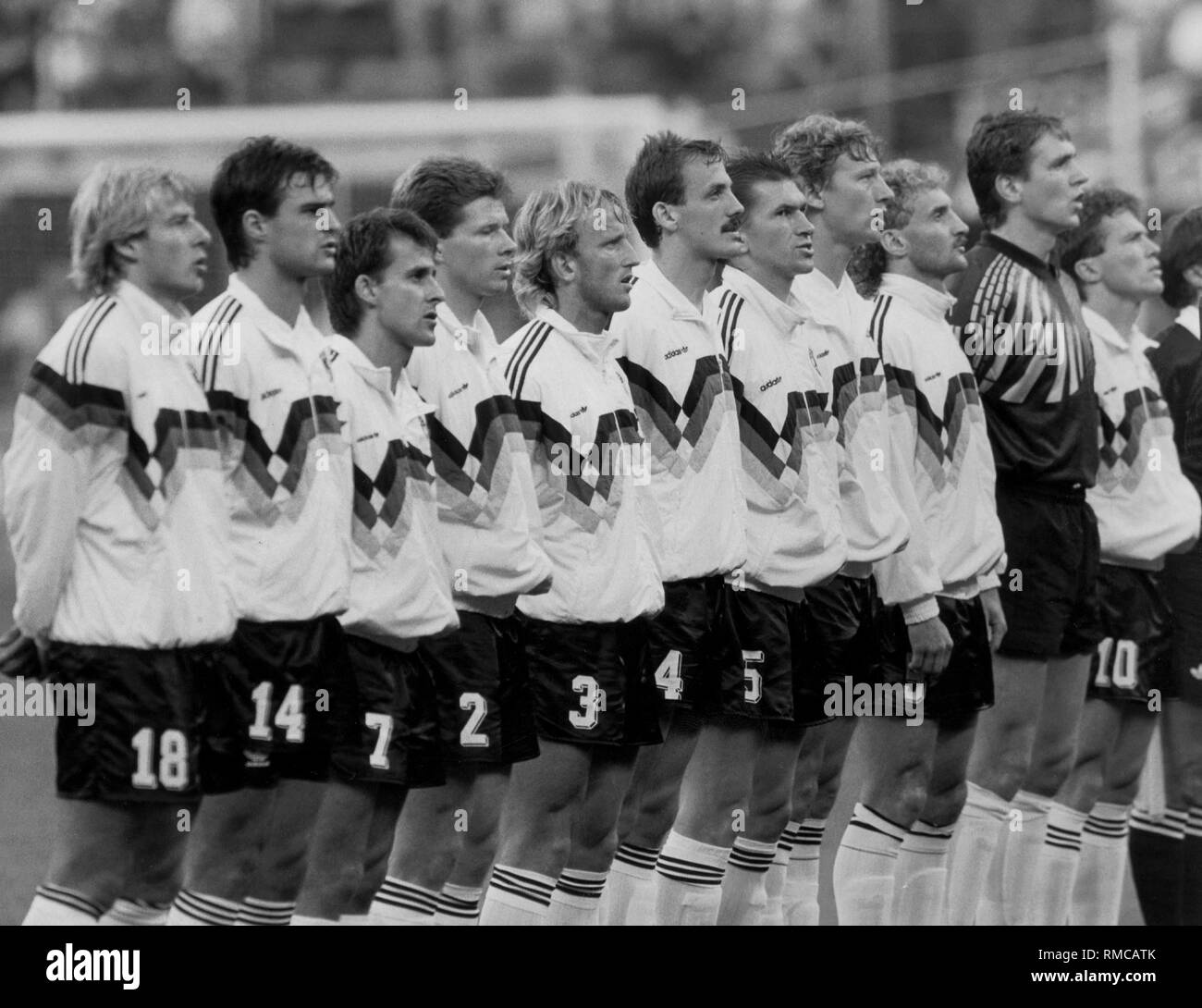 The German national team during the FIFA World Cup in Italy before an international game. Stock Photo