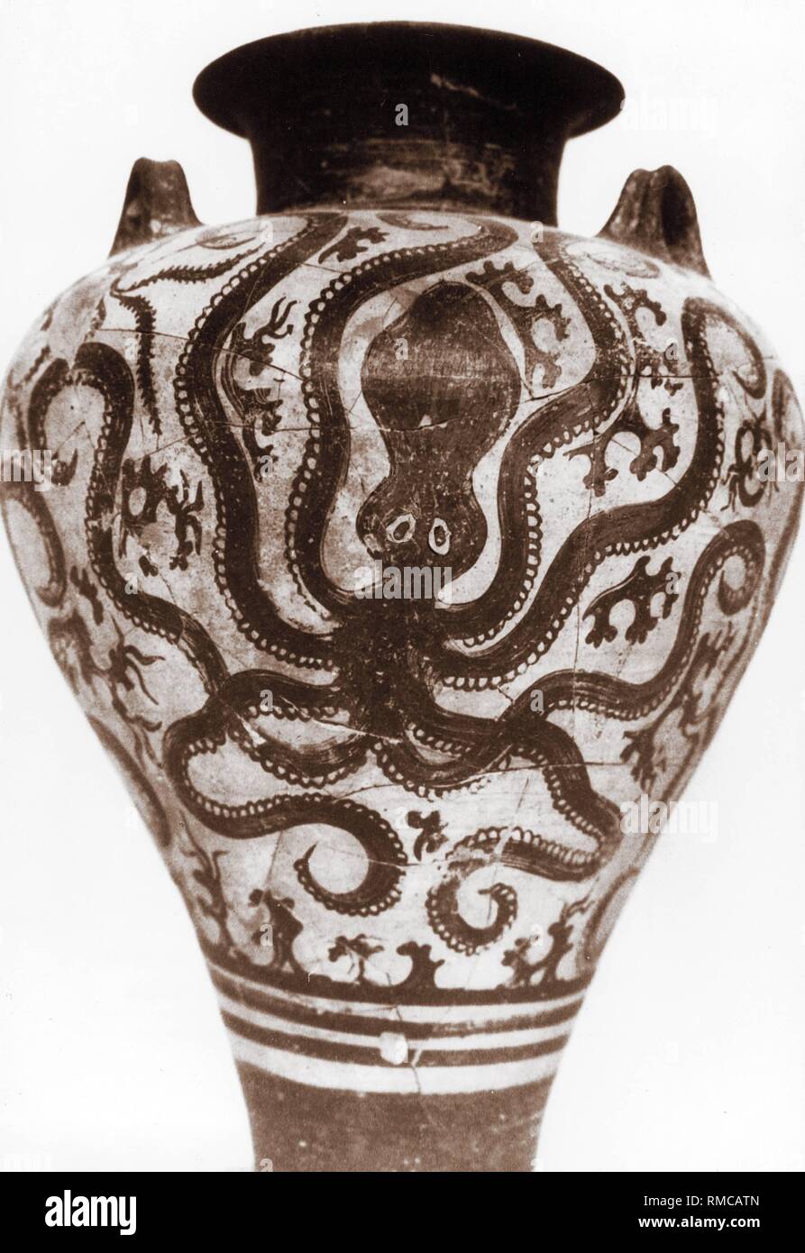 Greece, vase painting depicting a kraken (Norwegian) octopus, eight