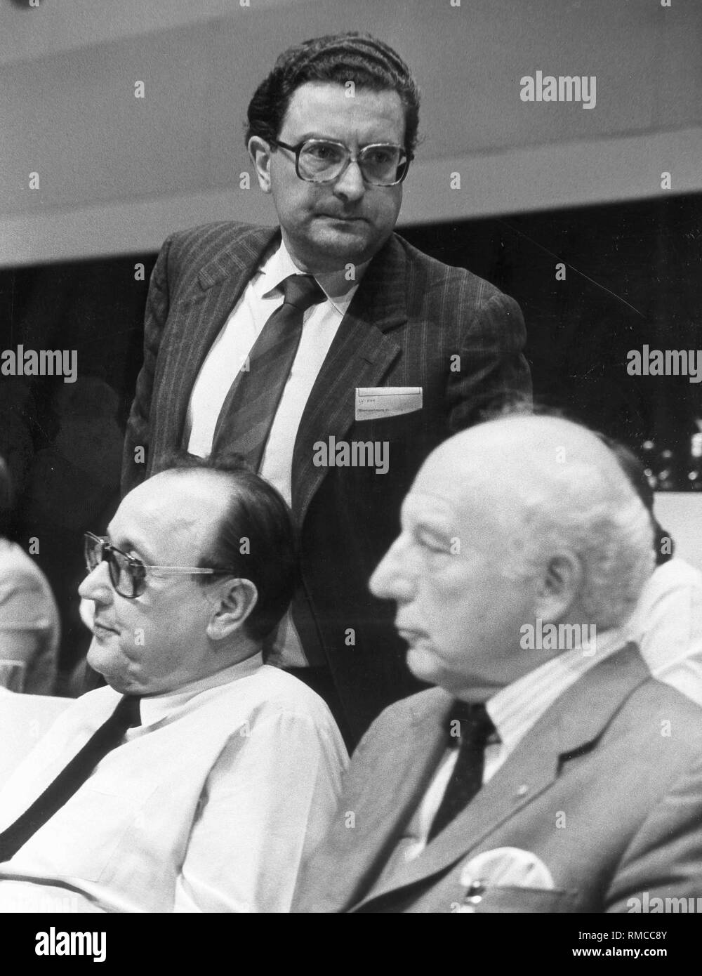 Hans-Dietrich Genscher, Gerhard Baum and Walter Scheel (from left) at an event of the FDP. Stock Photo