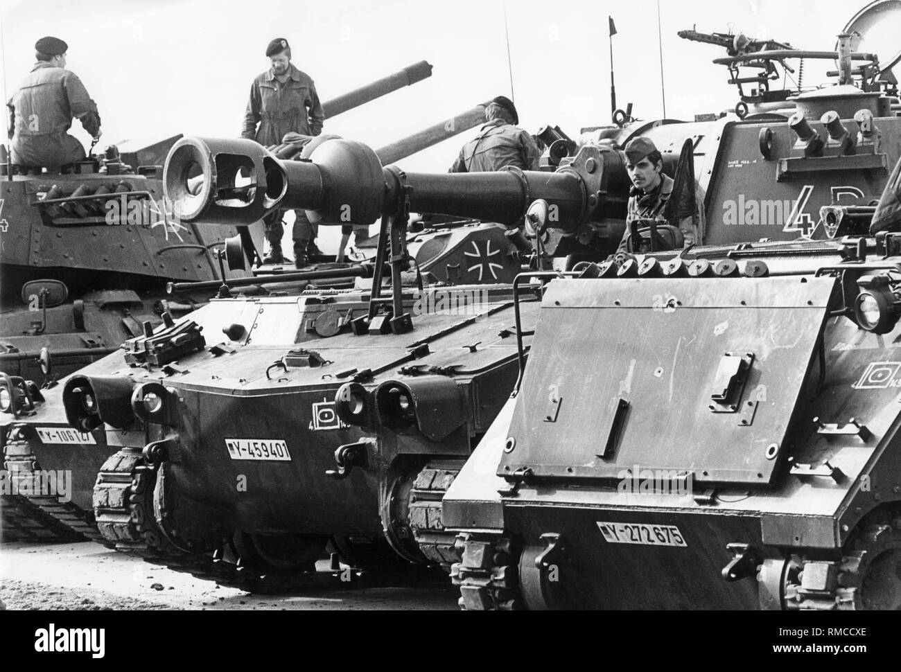 Tanks on the tank training grounds of the Geneisenaukaserne in Koblenz
