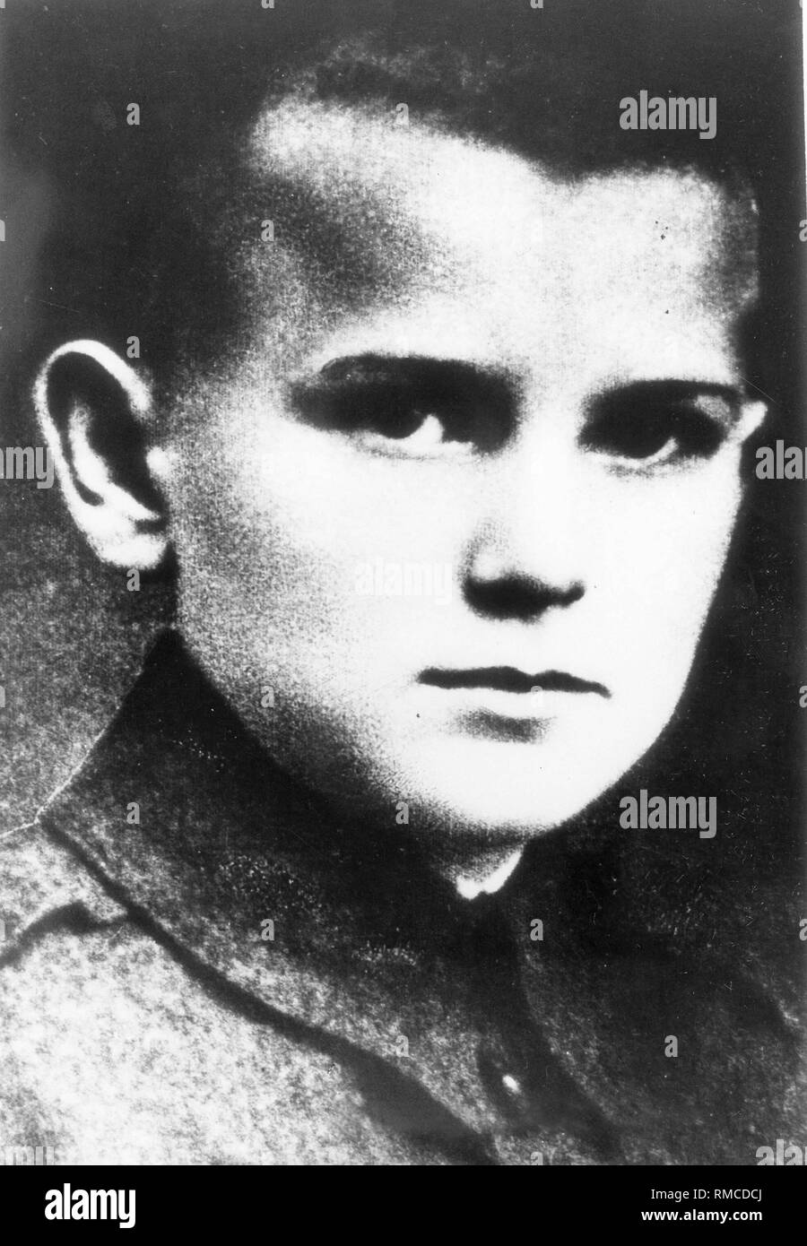 Karol Wojtyla, later Pope John Paul II, as a child at the age of 12. Stock Photo