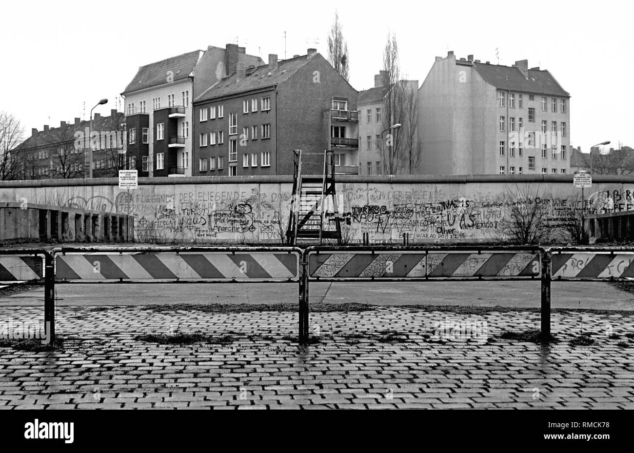 The Berlin Wall on the Lohmuehlen Bridge in the district Neukoelln. Stock Photo