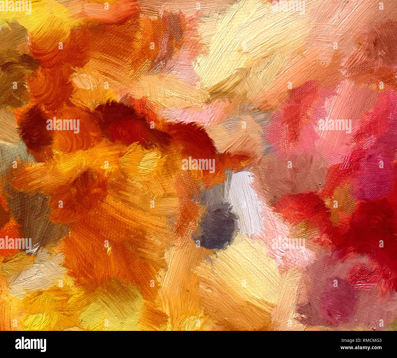 Abstract art background. Oil painting style on canvas. Warm colorful