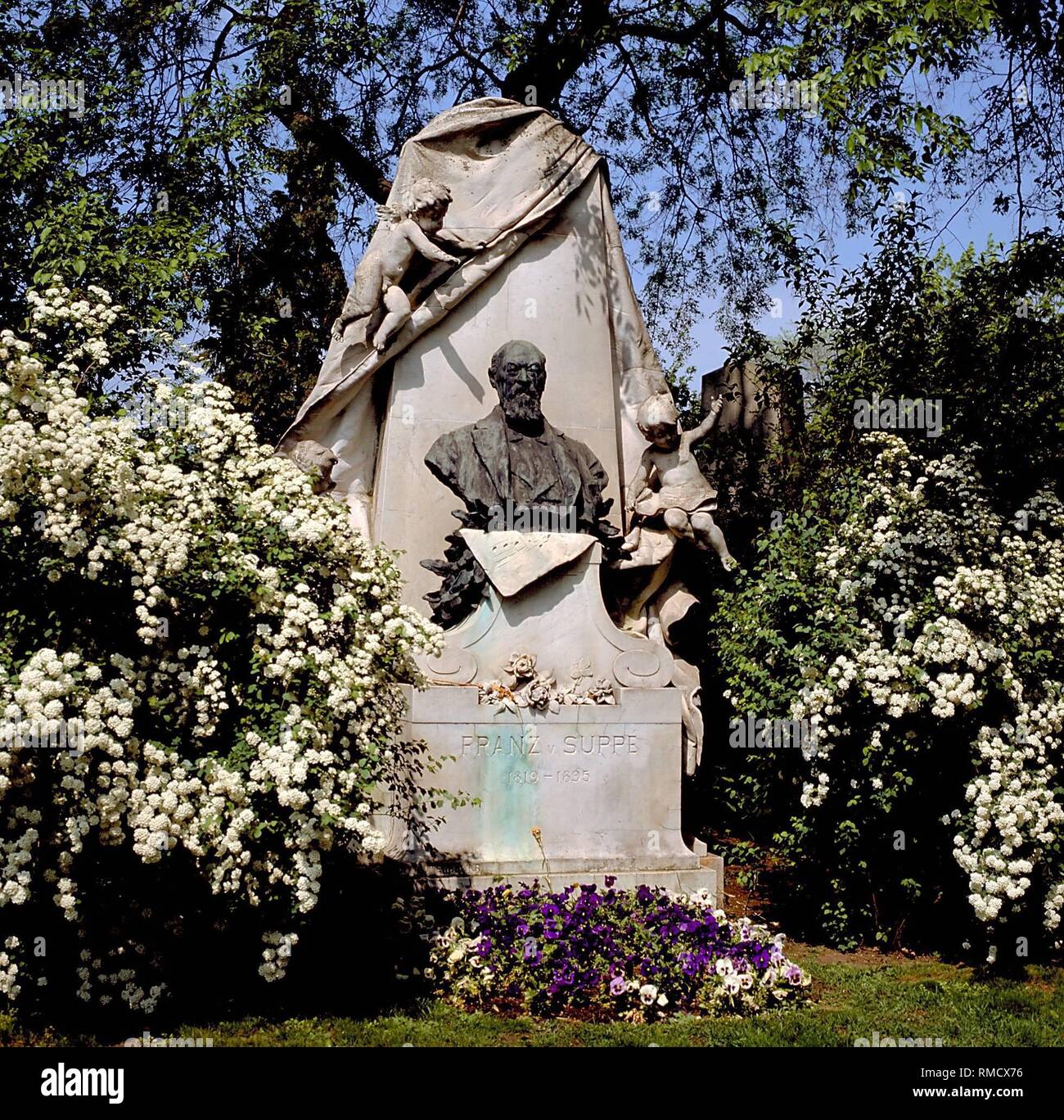 Franz von Suppe, 18.04.1819 - 21.05.1895, an Austrian composer, one of the famous personalities who have found their final resting place in the Central Cemetery. On the picture, the grave monument of the musician, photo from June 2001. Stock Photo