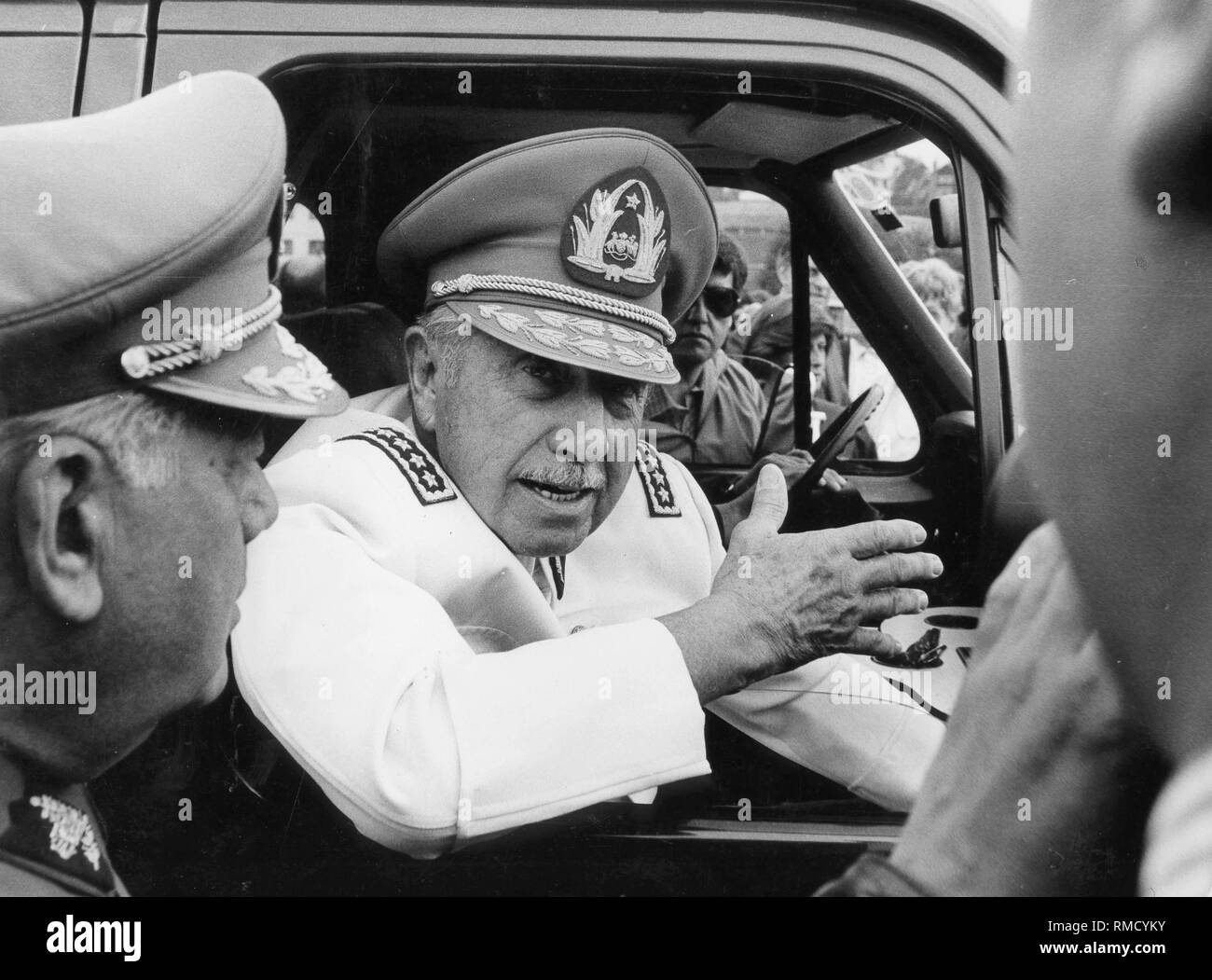 General Augusto Pinochet on 02.03.1988 in Puerto Montt. Stock Photo