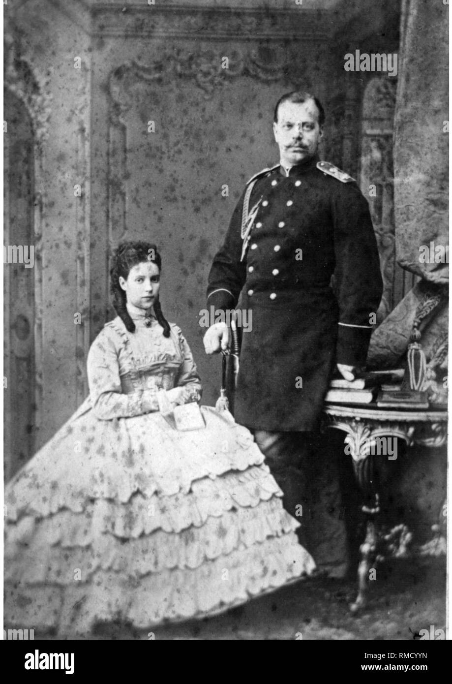 Princess Dagmar of Denmark and Grand Duke Alexander Alexandrovich of Russia. Albumin Photo Stock Photo