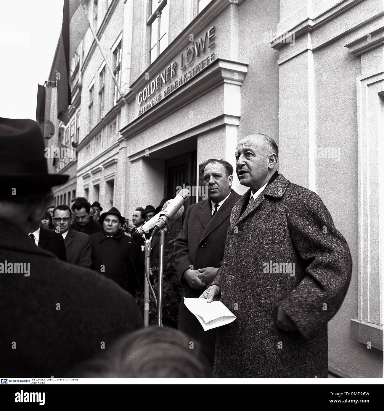 Professor Dr. Albert Norden from the SED Politburo, responsible for agitation, in Eisenach / GDR. Stock Photo