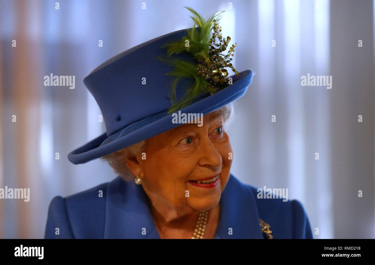 Queen Elizabeth II during a visit to Watergate House in London to mark the centenary of GCHQ, the UK's Intelligence, Security and Cyber Agency. Stock Photo