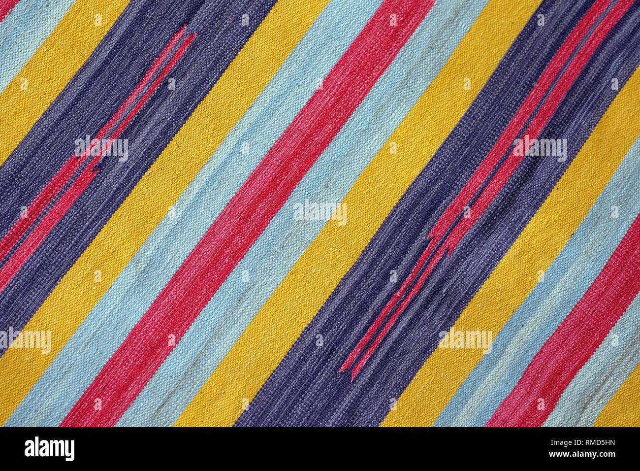 Cloth textured knitted colorful diagonal stripes as background front ...
