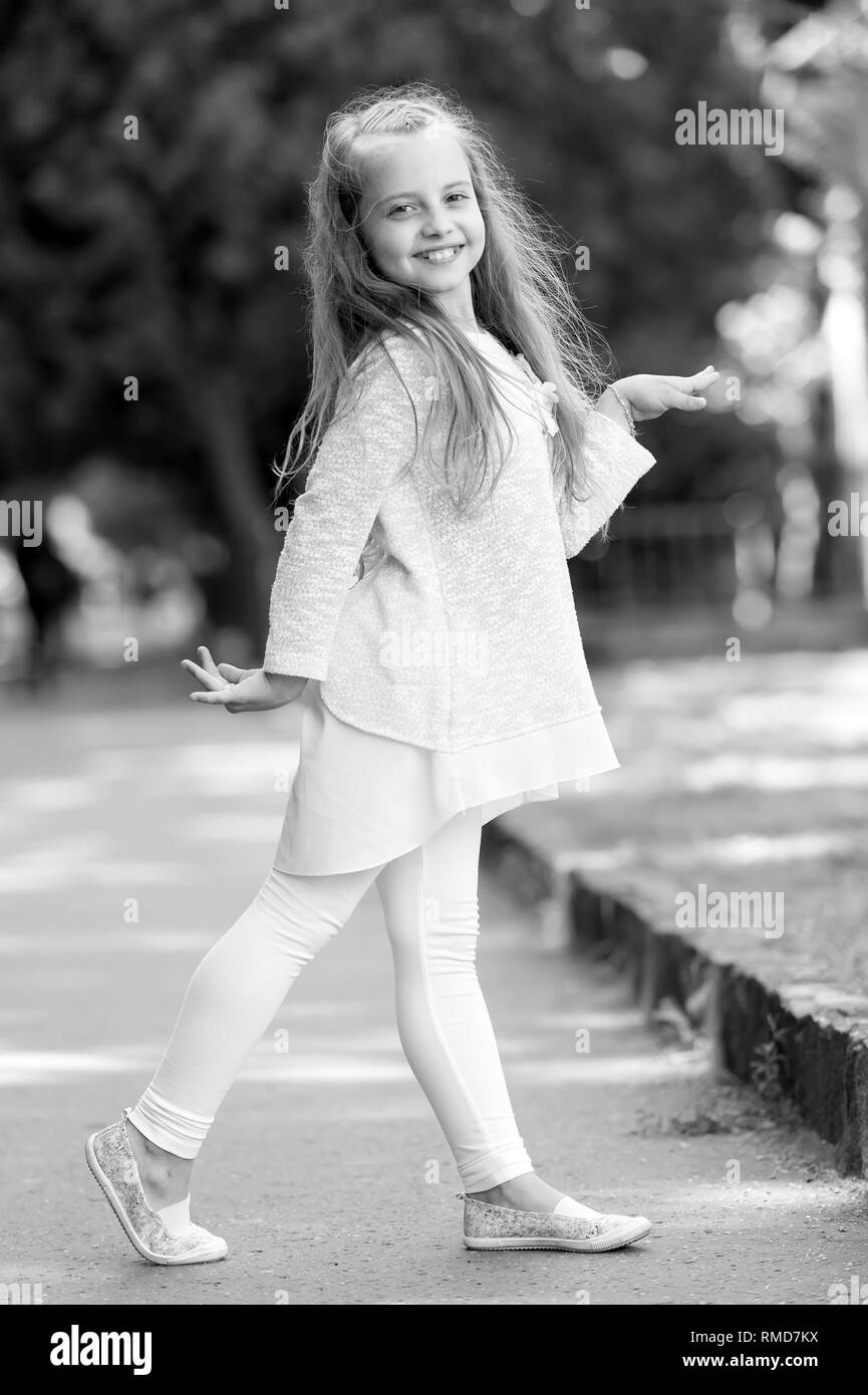 little girl dancing at the street at summer day Stock Photo Alamy