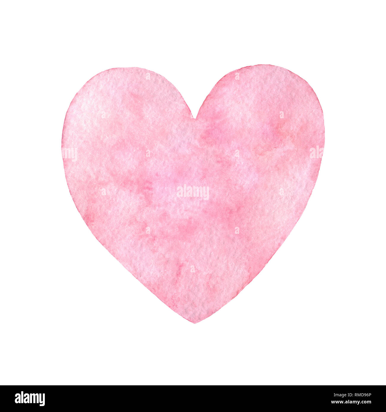 Hand painted pink watercolor heart illustration isolated on the white ...