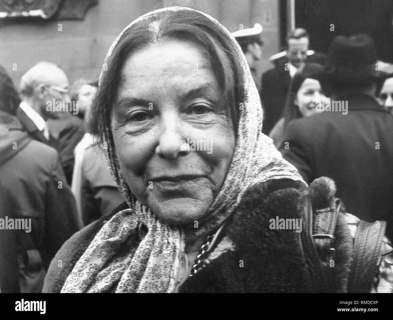 Luise Rinser, a German author, at the awarding of the Peace Prize of the German Book Trade to Ernesto Cardenal. Stock Photo