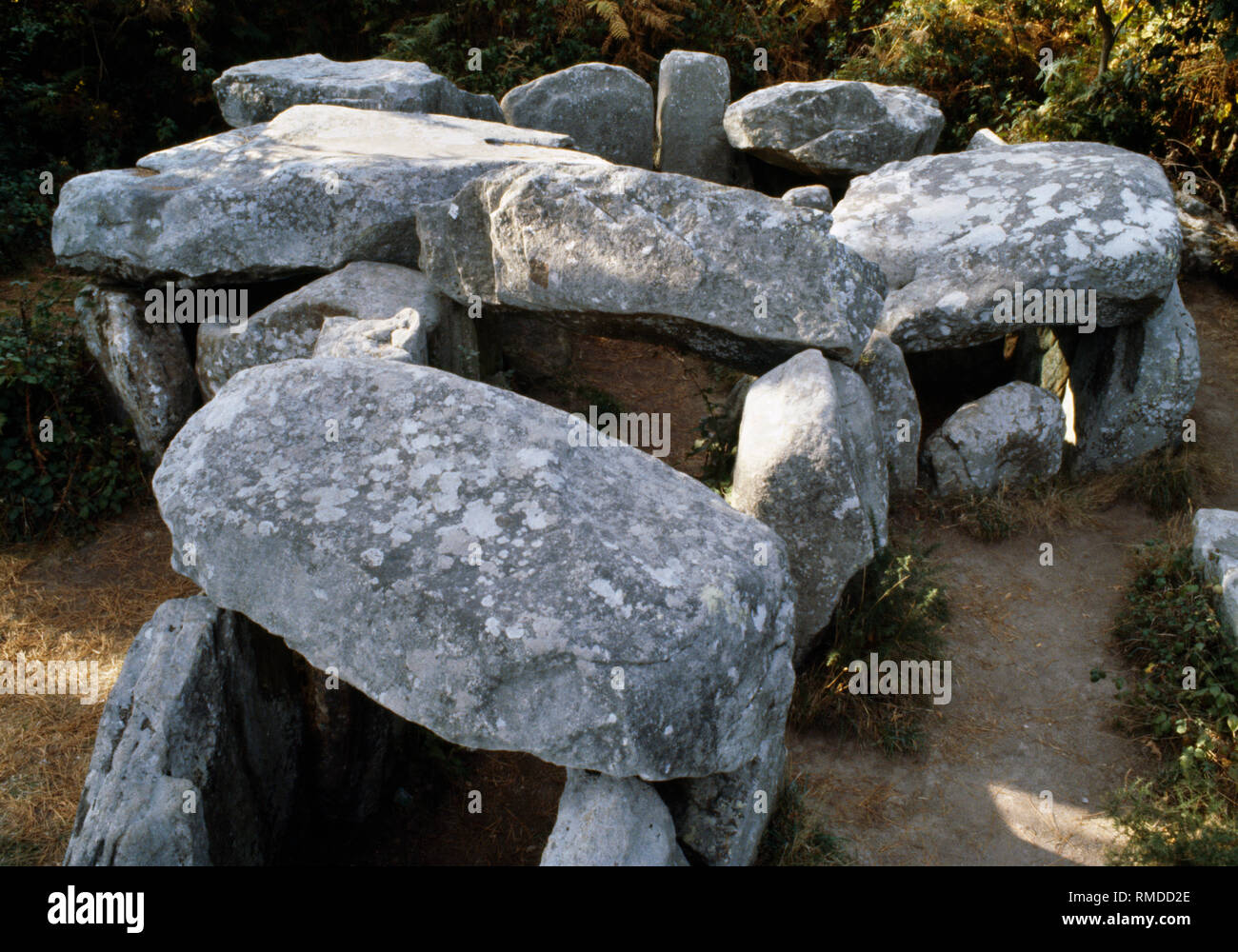 https://c8.alamy.com/comp/RMDD2E/view-nw-showing-exposed-entrance-passage-chambers-of-man-croch-man-groh-t-shaped-neolithic-passage-grave-erdeven-carnac-brittany-france-RMDD2E.jpg