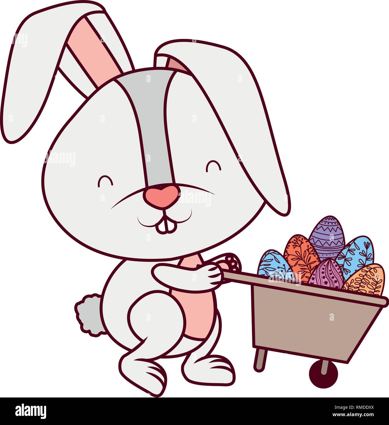 bunny with wheelbarrow and easter eggs icon Stock Vector Image & Art ...