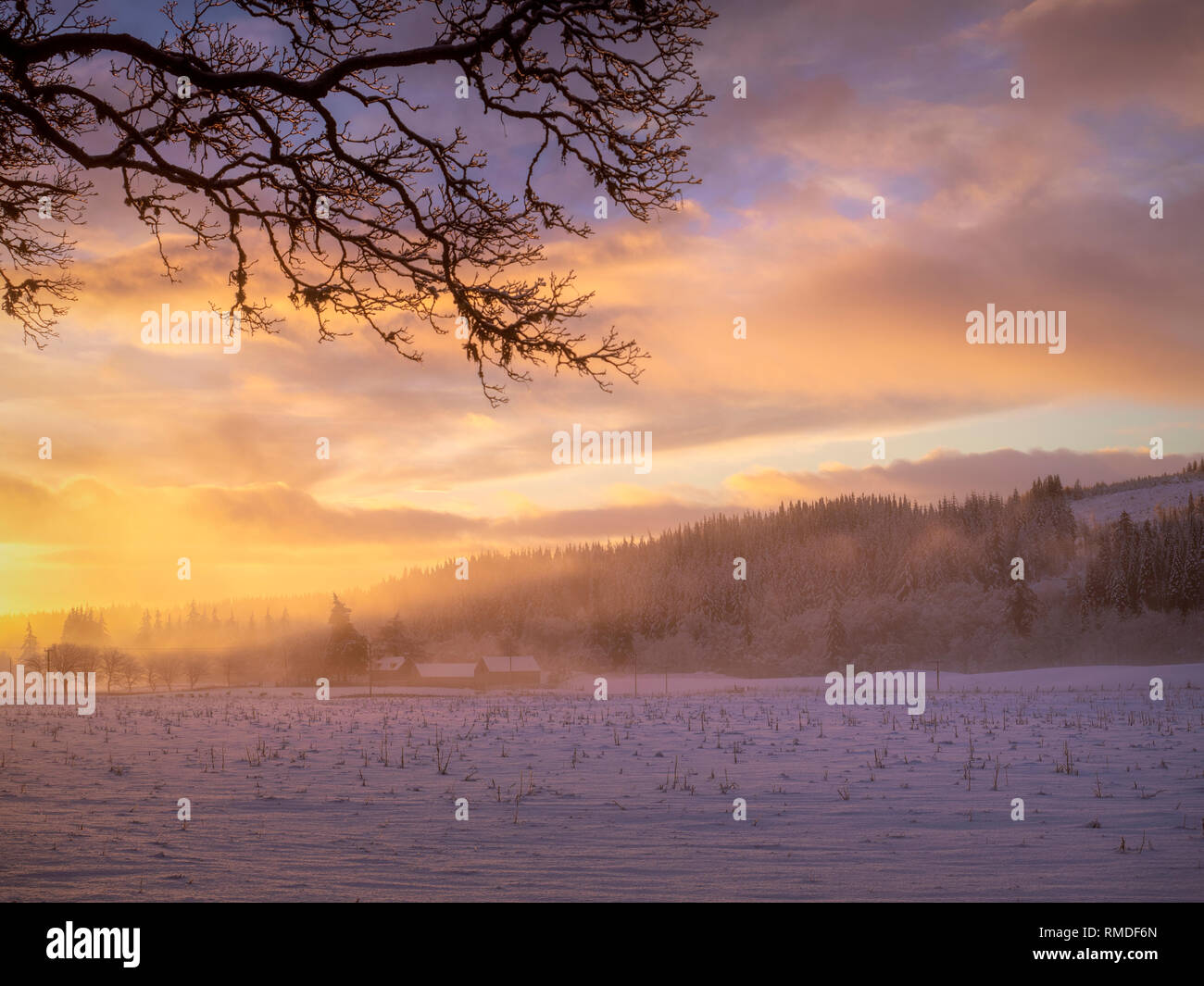 Sunrise on a winters day, Scotland, UK Stock Photo