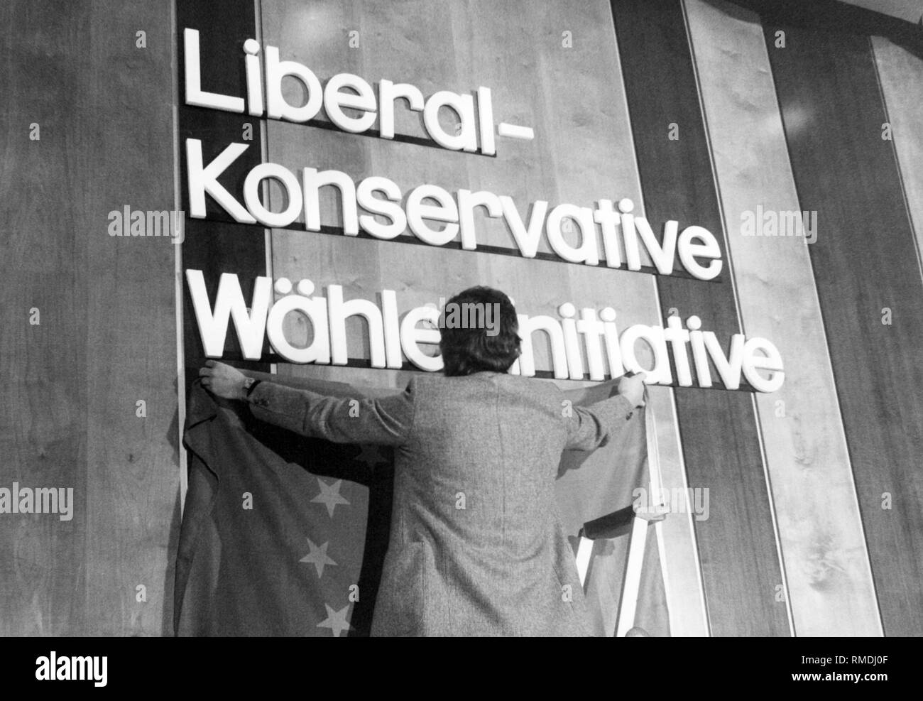 Construction work for the founding event of the liberal-conservative ballot initiative for the European elections. Stock Photo