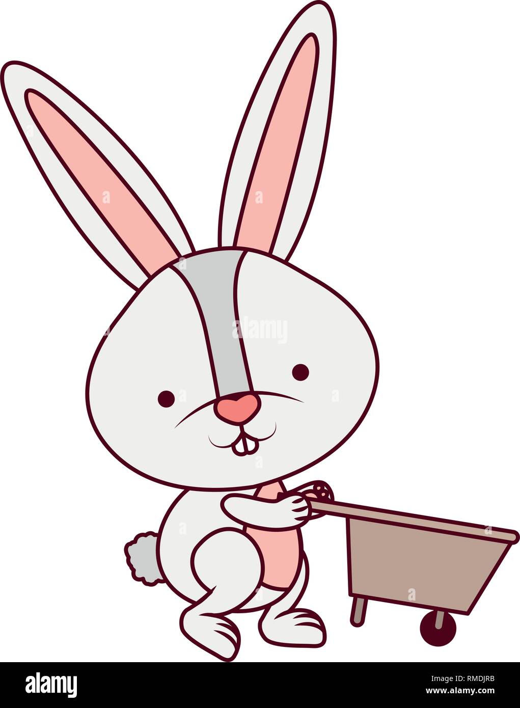 bunny with wheelbarrow isolated icon Stock Vector