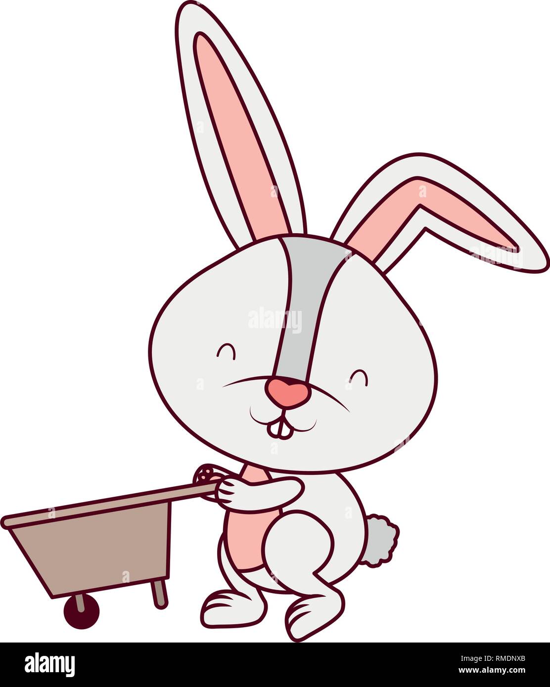 bunny with wheelbarrow isolated icon Stock Vector