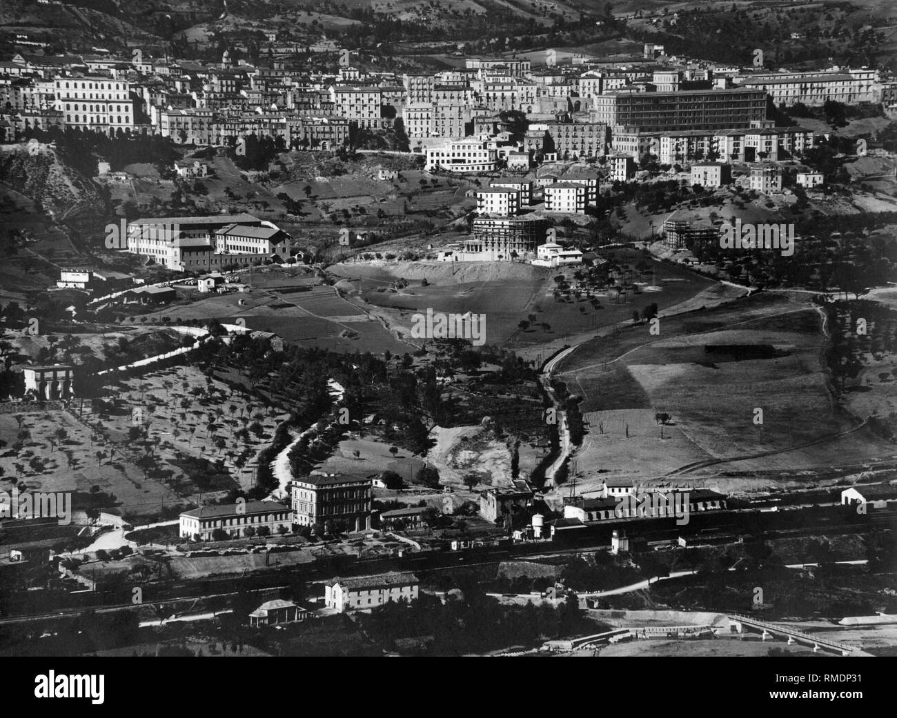 Italy, Basilicata, aerial view of potenza, 1930 Stock Photo