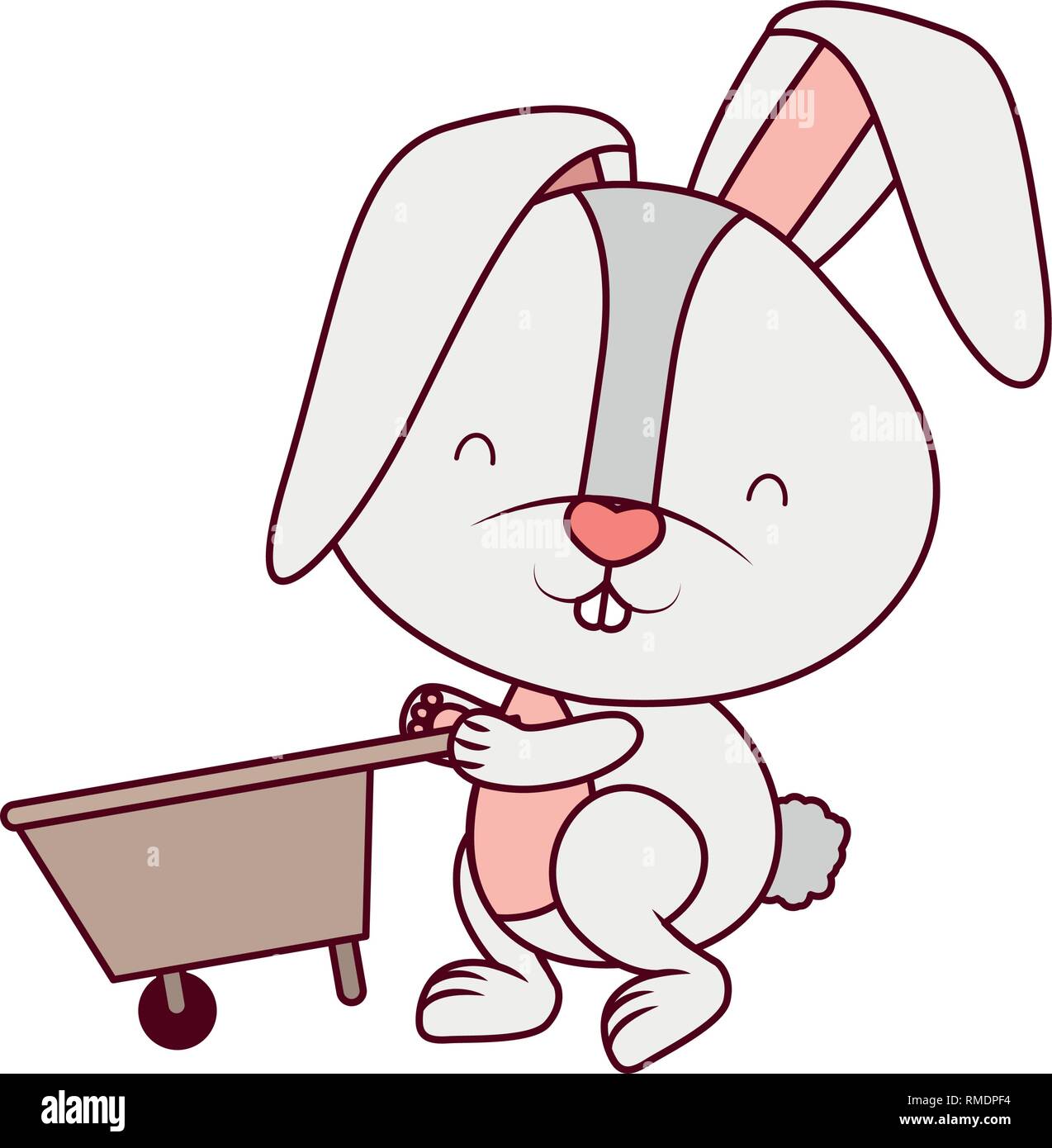 bunny with wheelbarrow isolated icon Stock Vector