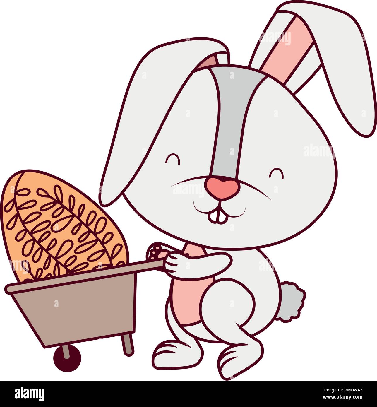bunny with wheelbarrow and easter eggs icon Stock Vector Image & Art ...