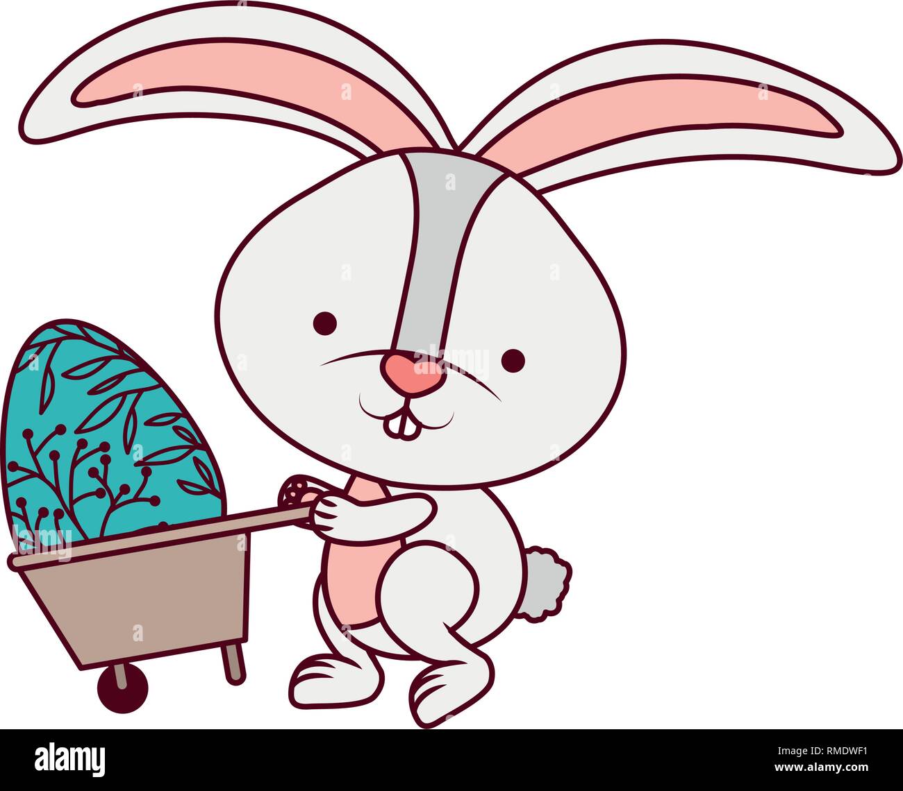 bunny with wheelbarrow and easter eggs icon Stock Vector Image & Art ...
