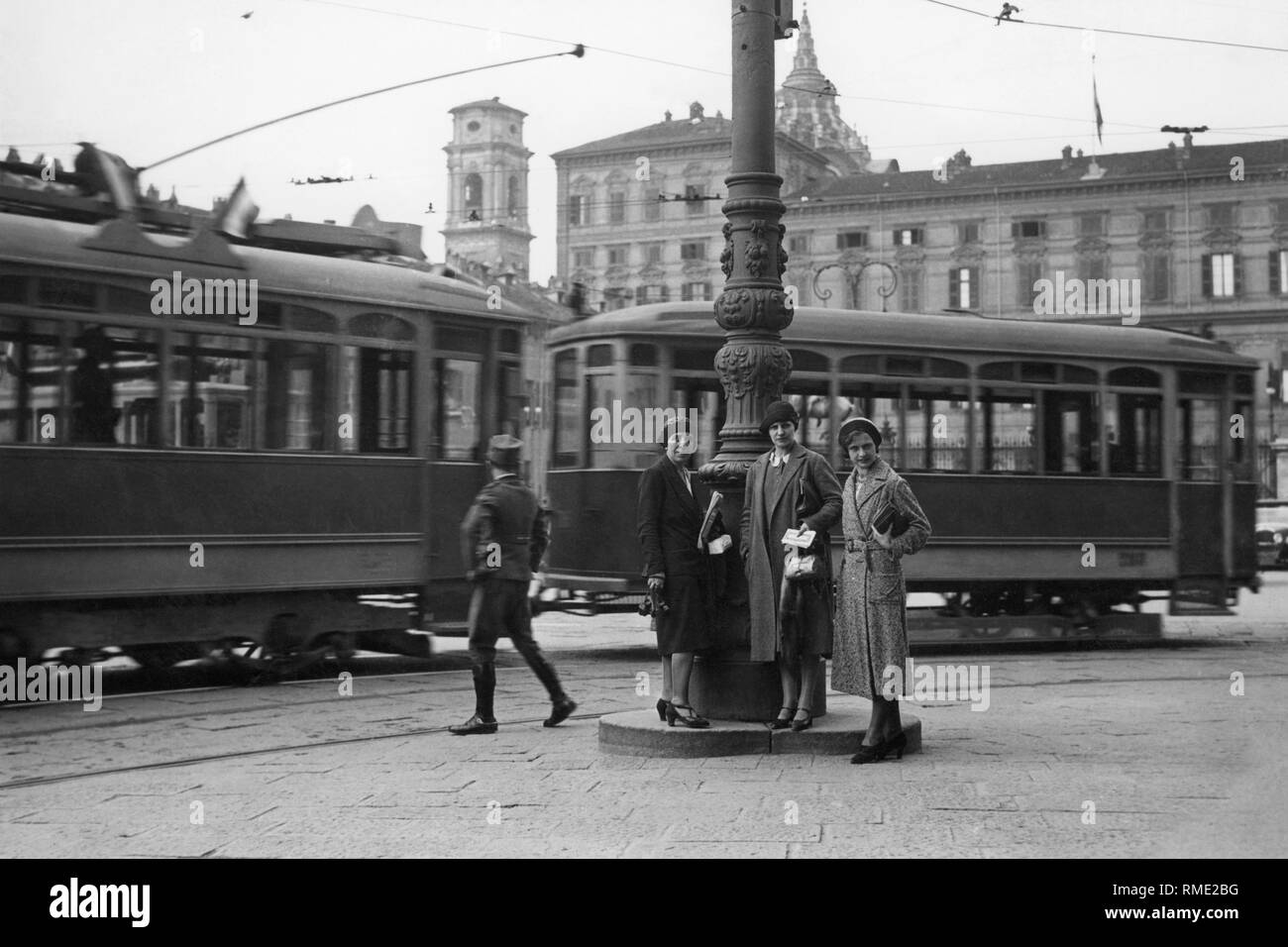 tram terminus, turin, piemonte, italy 1931 Stock Photo