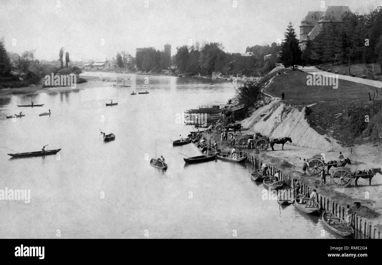 po river, turin, piemonte, italy 1910 Stock Photo