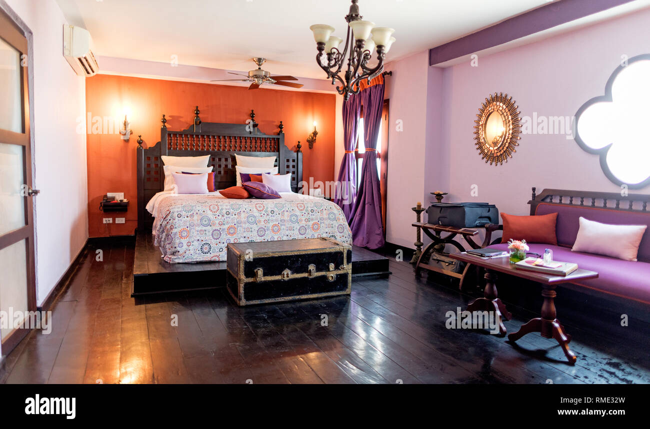 Traditional Bedroom The San Pedro Boutique Hotel Cartagena Colombia South America Stock Photo