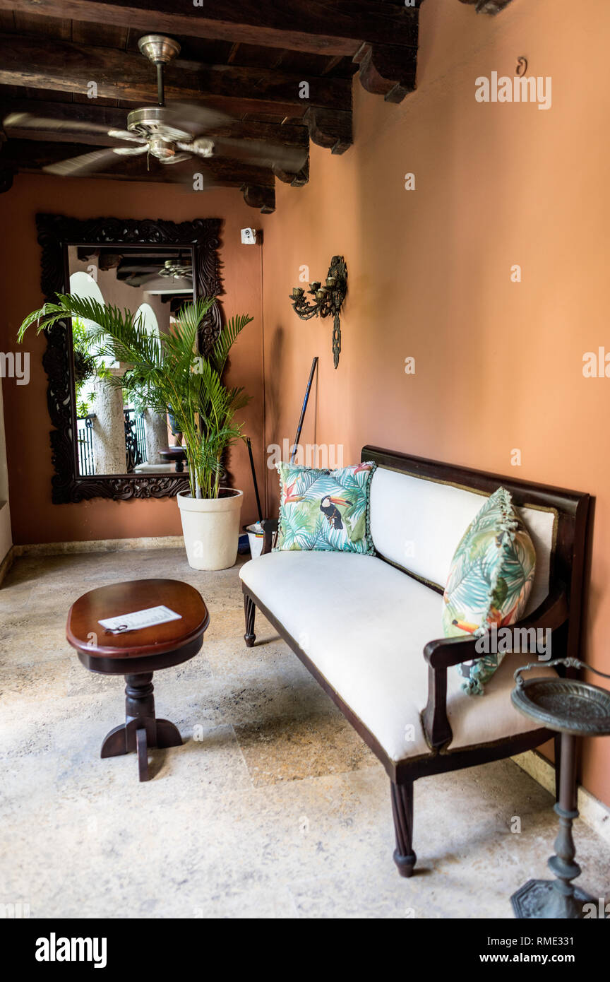 Traditional Furniture at The San Pedro Boutique Hotel Cartagena Colombia South America Stock Photo