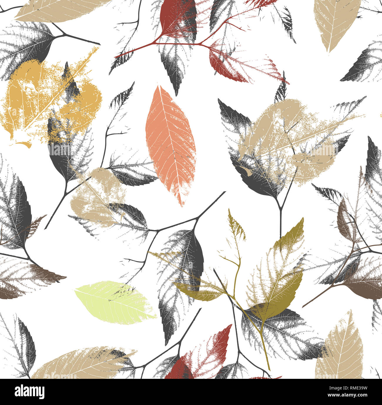 Abstract seamless pattern with leaves and flowers Background with ...