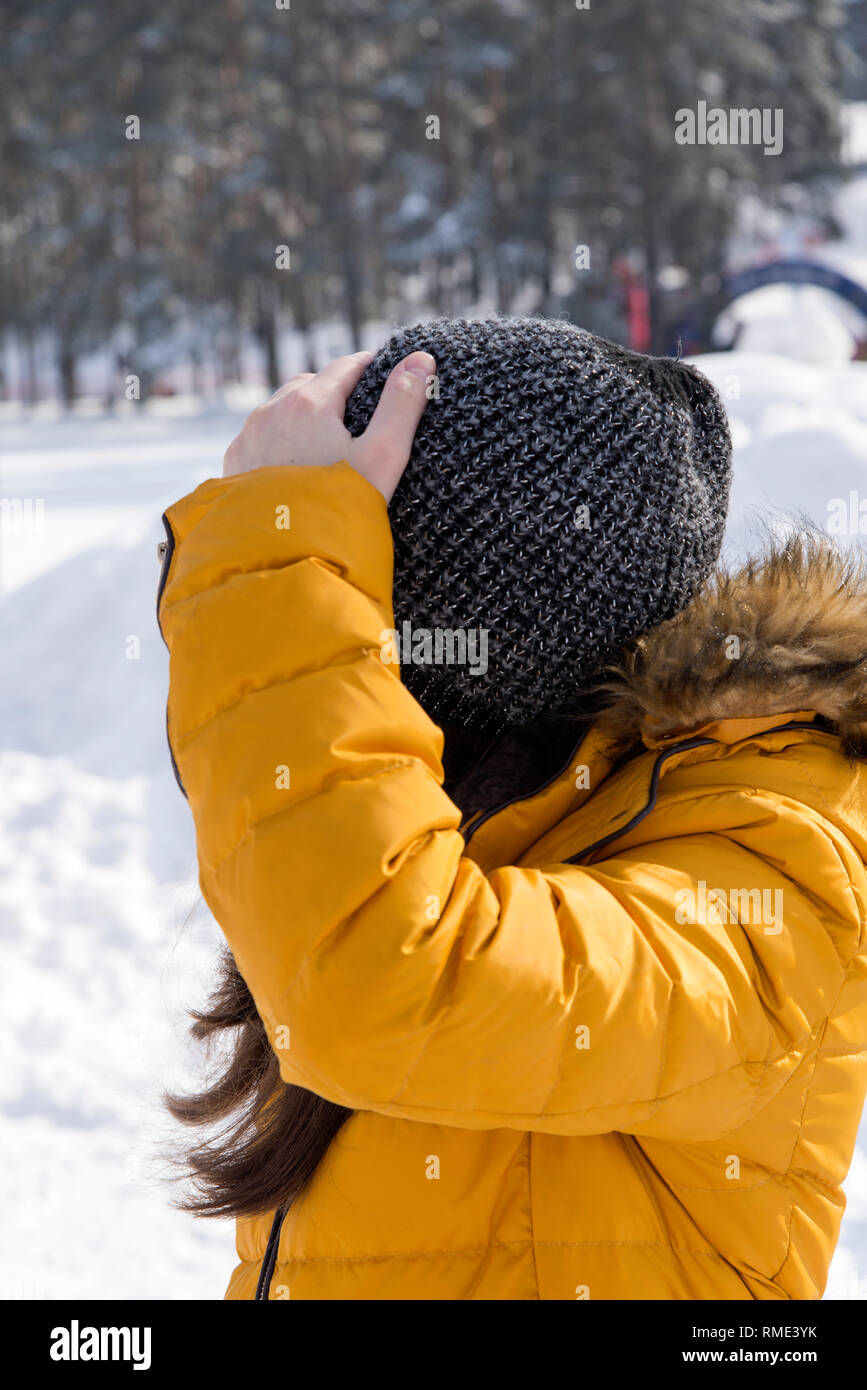 Girl in yellow jacket Stock Photo Alamy