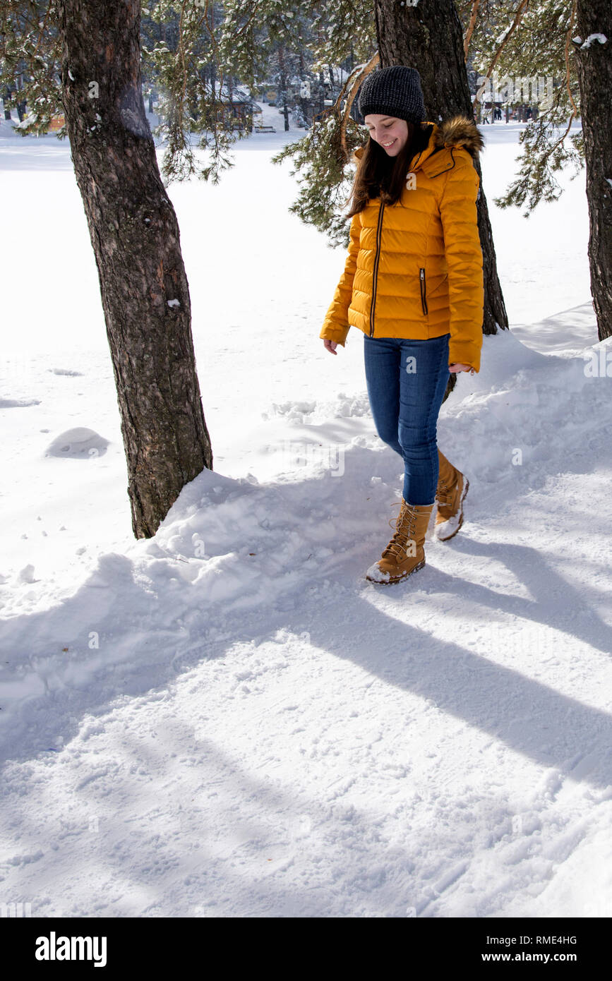 Girl in yellow jacket Stock Photo Alamy