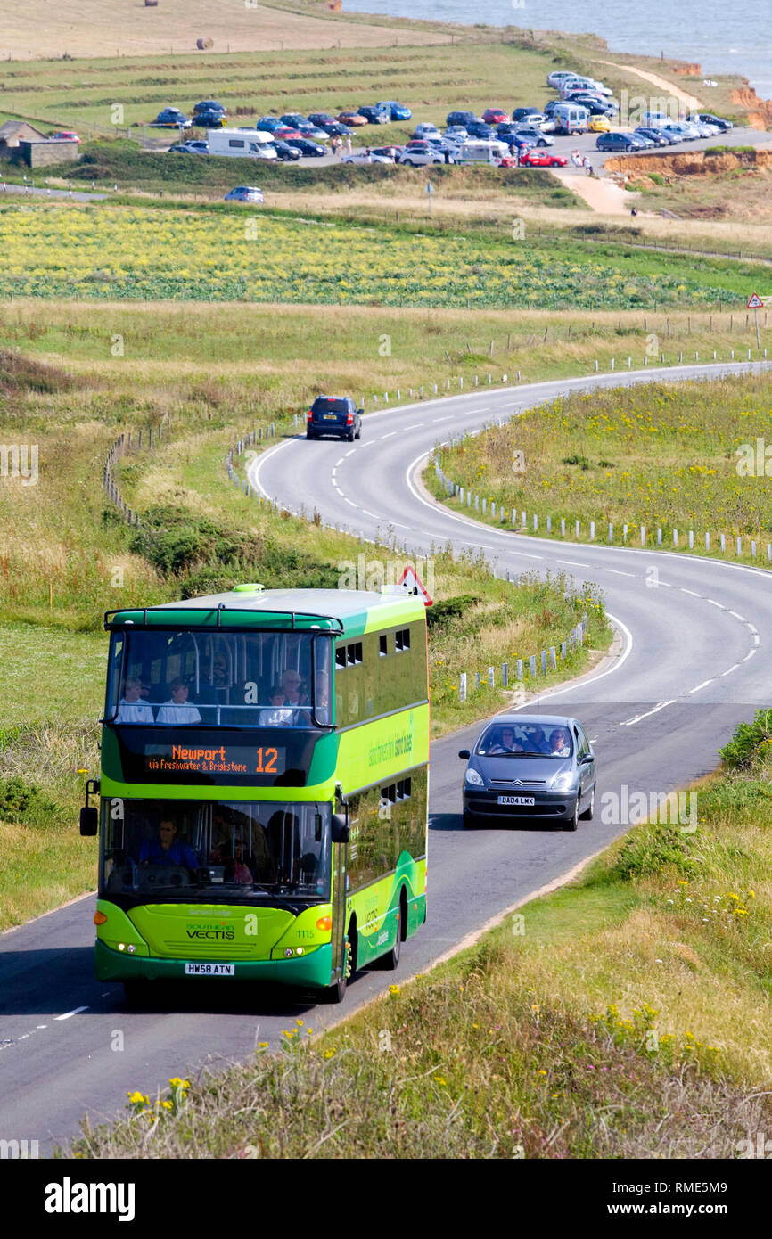 Bus, Britain,British, buses,destination,destinations,travel,Southern Vectis,Go South Coast,Company,Isle of Wight,England,UK, Stock Photo