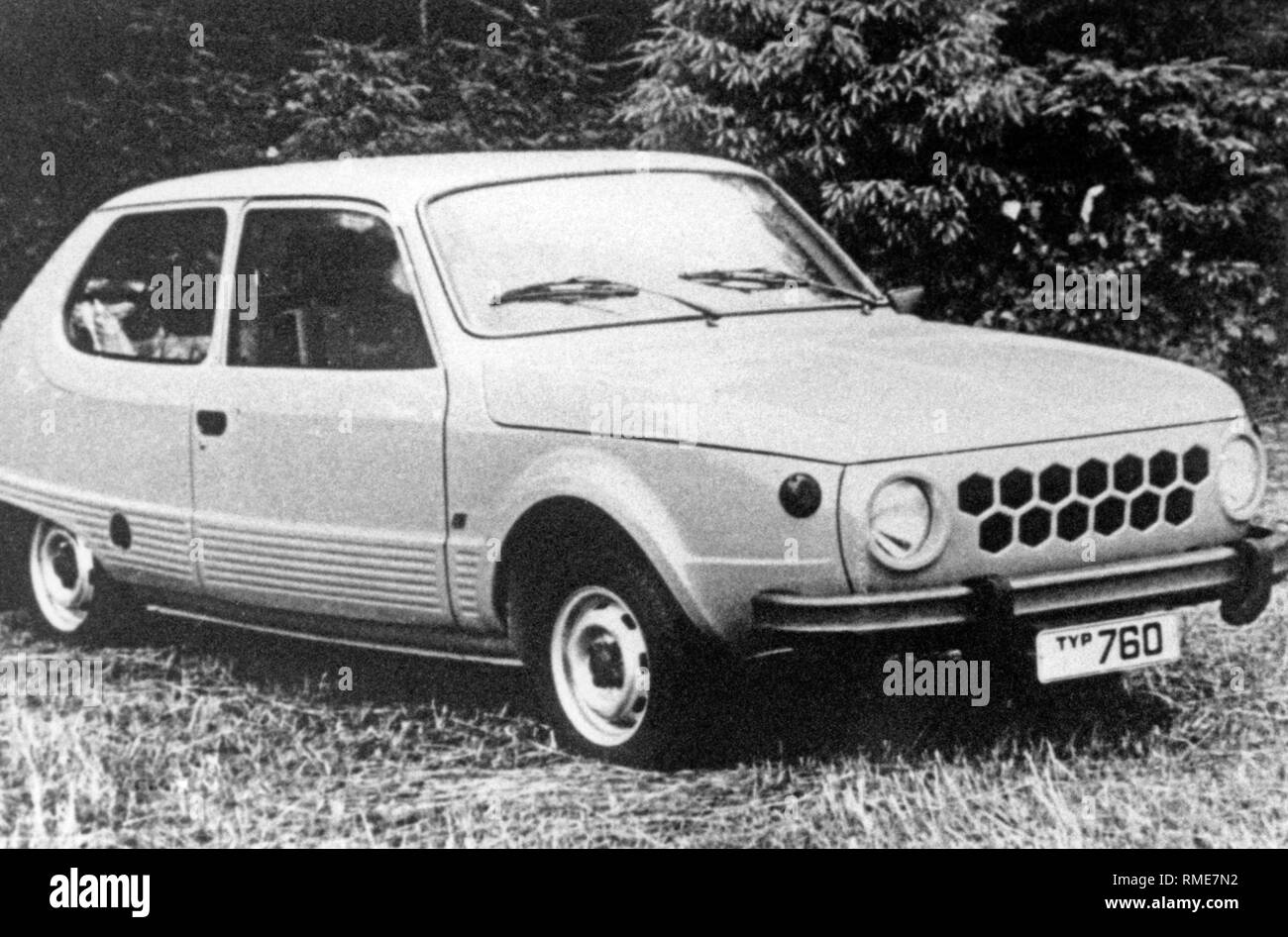 Prototype of the 'RGW car' P760. The P760 was supposed to replace cars such as the Trabant 601, the Wartburg 353 or the Skoda 100 in member countries of the Council for Mutual Economic Assistance. The bodywork was to be developed by each member state on its own. Stock Photo