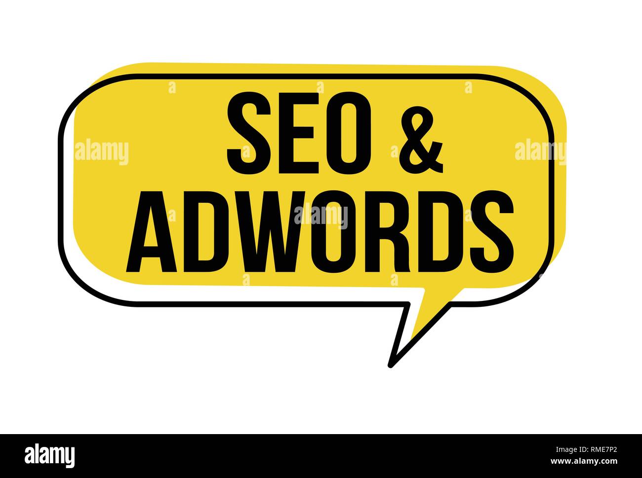 Seo and adwords speech bubble on white background, vector illustration Stock Vector