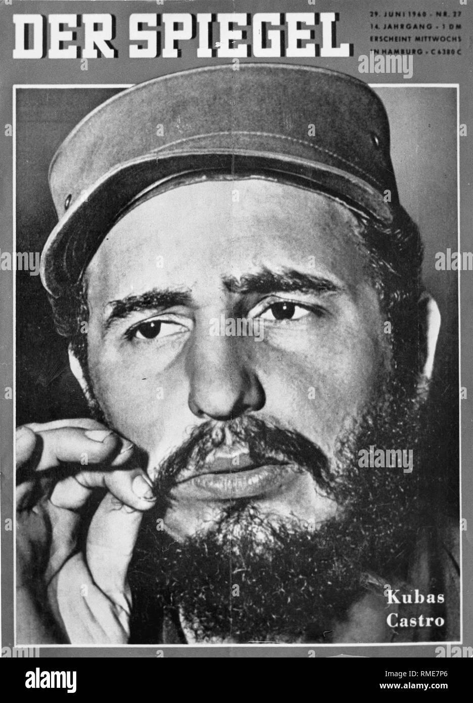 The head of the Cuban government, Fidel Castro, on the cover of the news magazine 'Der Spiegel' of June 29, 1960. Stock Photo