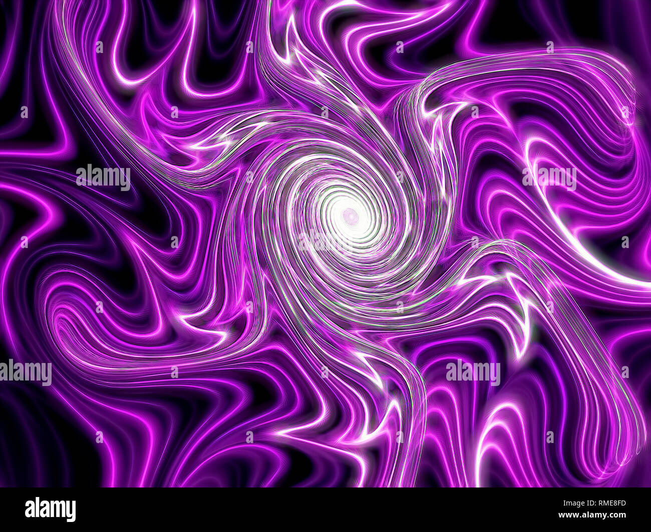 Neon glowing fractal spiral - digitally generated image Stock Photo