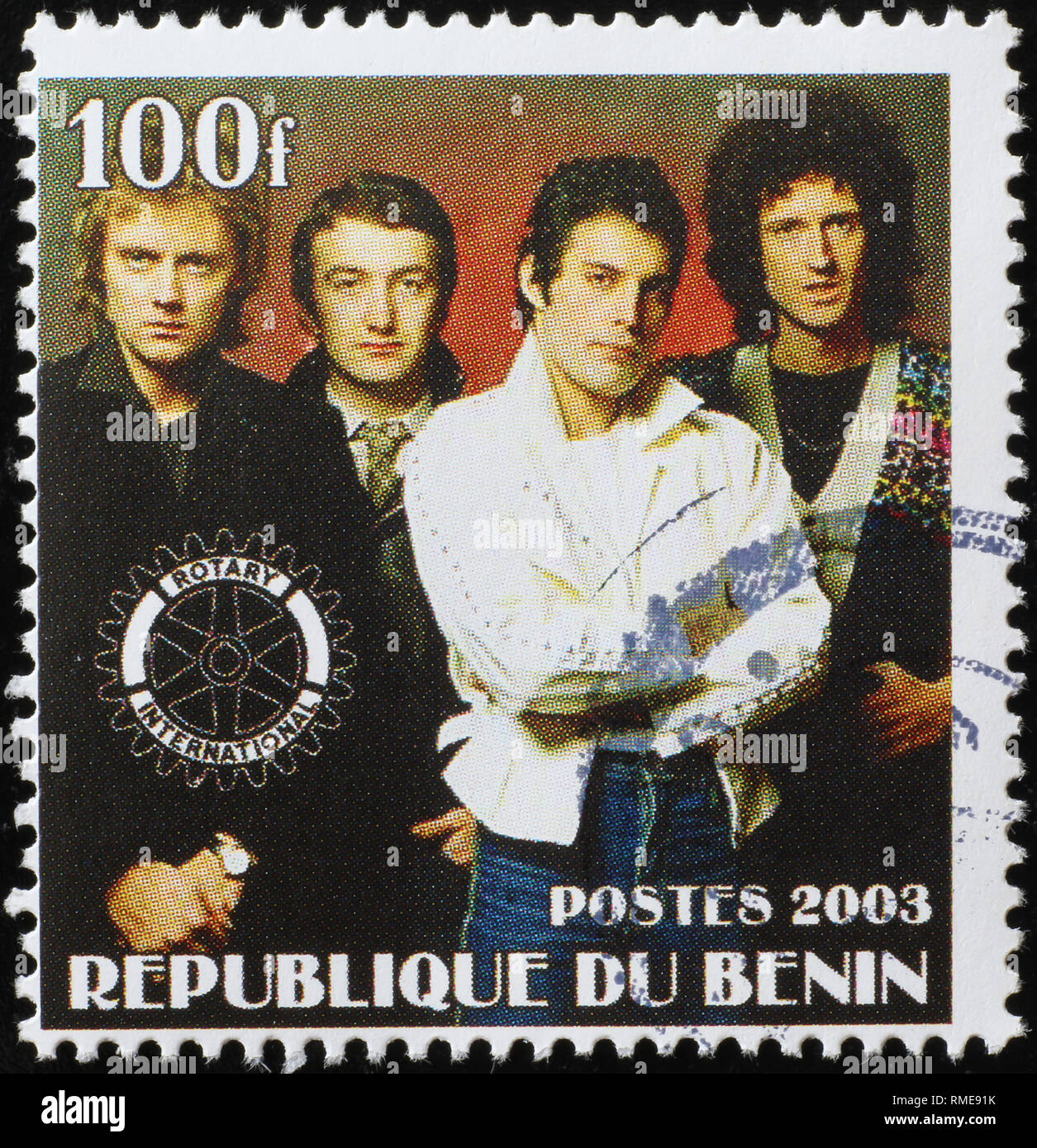 Band the Queen on postage stamp Stock Photo