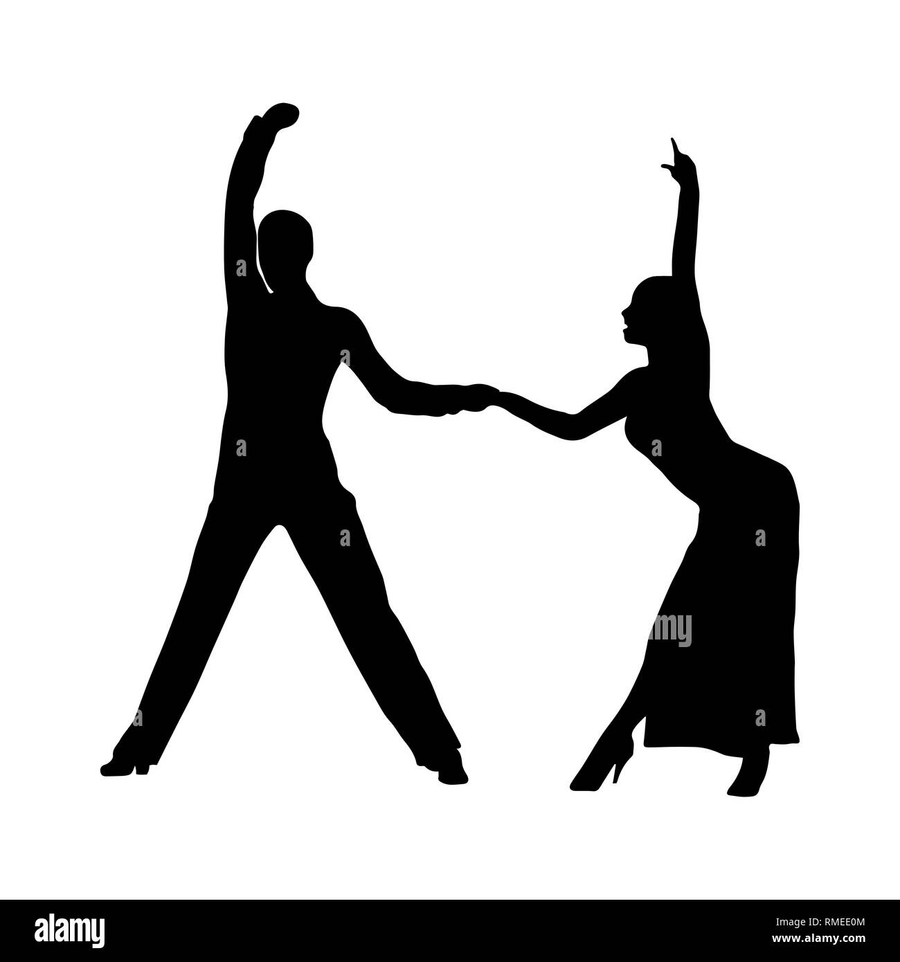 Ballroom And Sports Dances Contour Silhouette Of A Couple Of Dancers