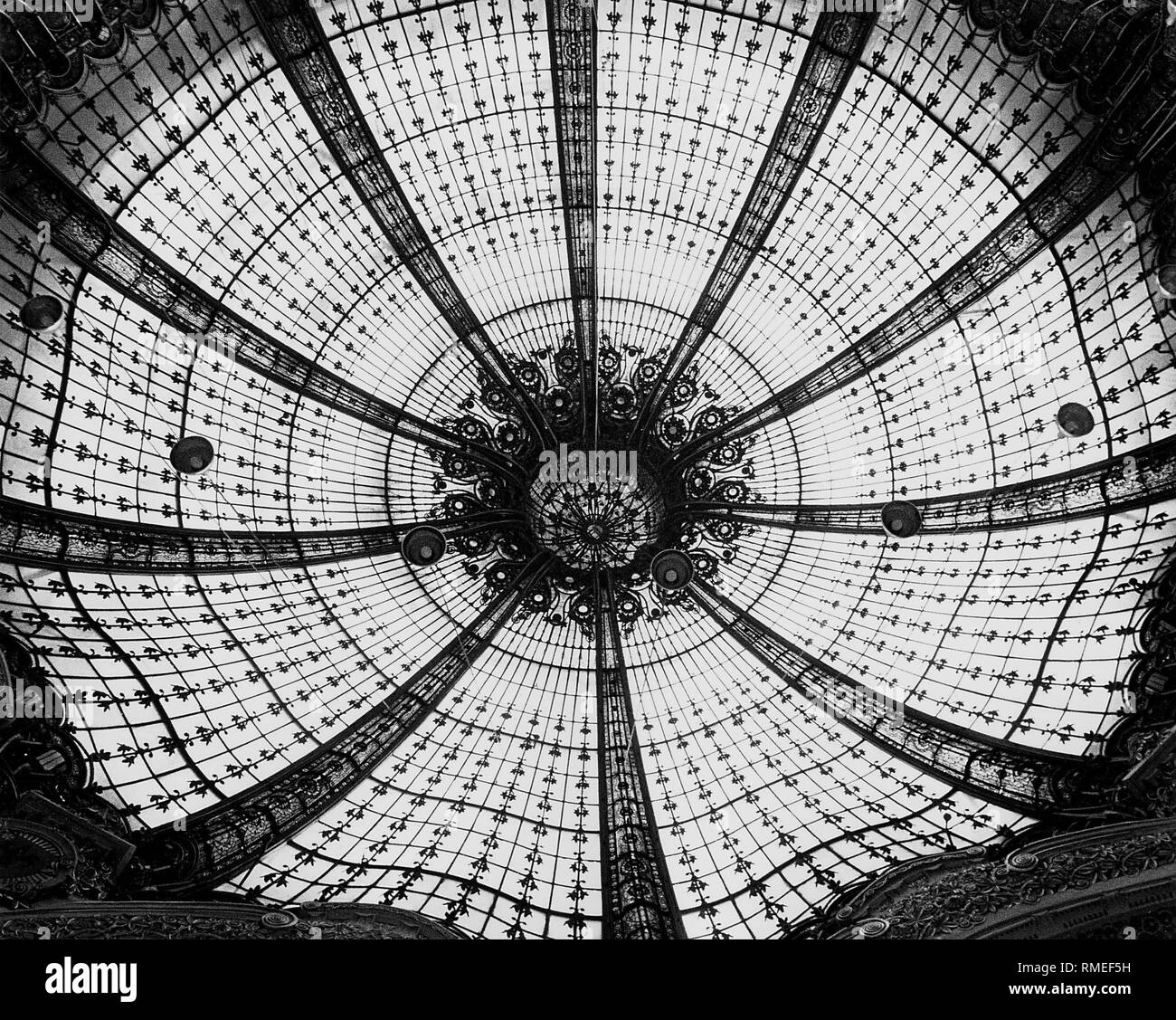 Art Nouveau dome of the Galeries Lafayette department store in Paris. Stock Photo