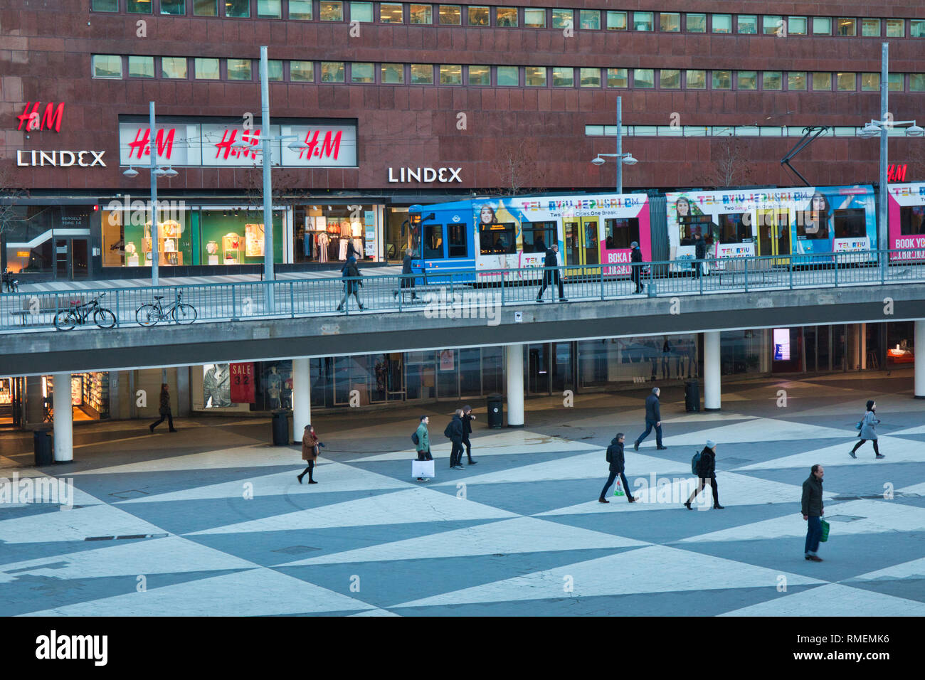 Sunken pedestrian plaza, tram and shops, Sergels Torg, Stockholm, Sweden,  Scandinavia Stock Photo - Alamy