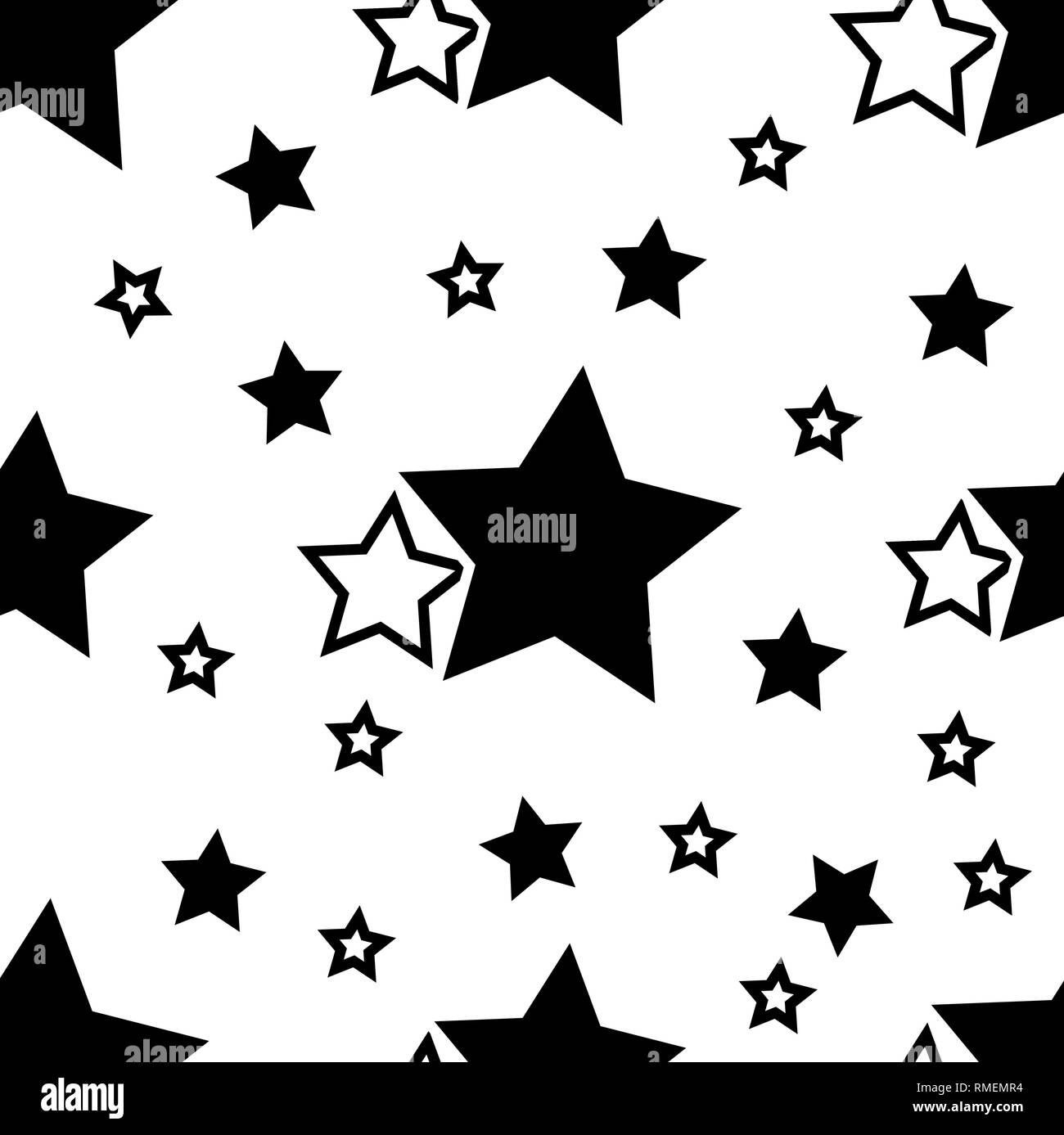 Simple pattern with black stars on a white background Stock Vector ...