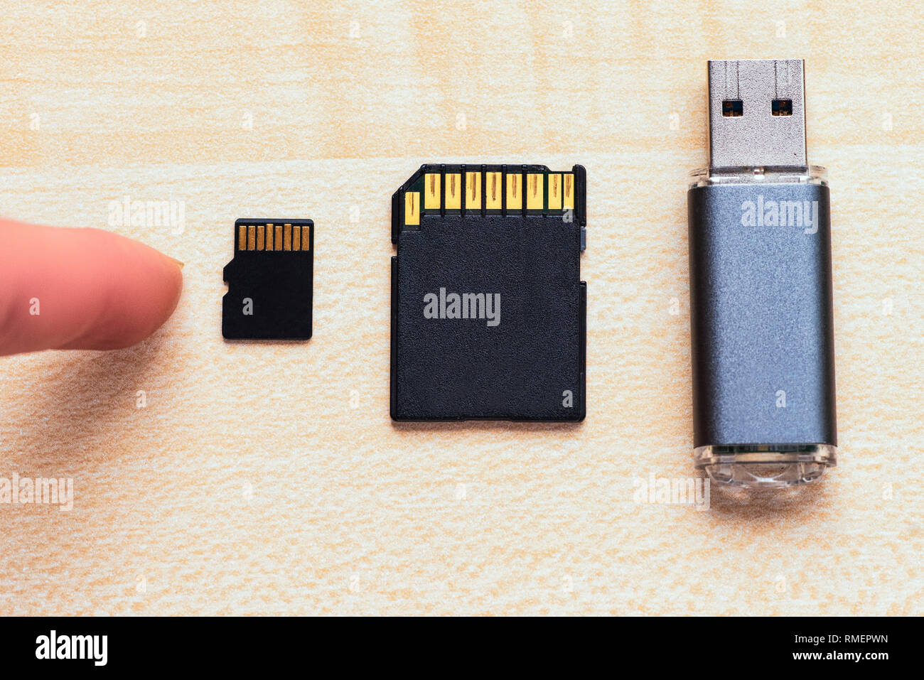Transfer or backup data. Set of equipment for storage information .The  devices for store data flash drive, sd card and micro sd card Stock Photo -  Alamy
